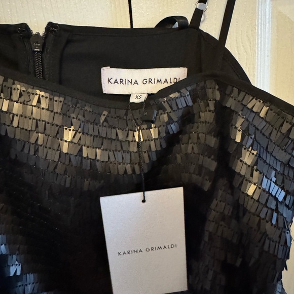 Karina Grimaldi Black Hayye Sequin Midi Dress XS NWT - Picture 3 of 5